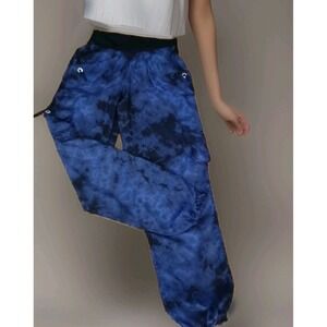 Equilibrium Activewear Women Blue Tie Dye Cargo Jogger Pants Sz M Made in Brazil